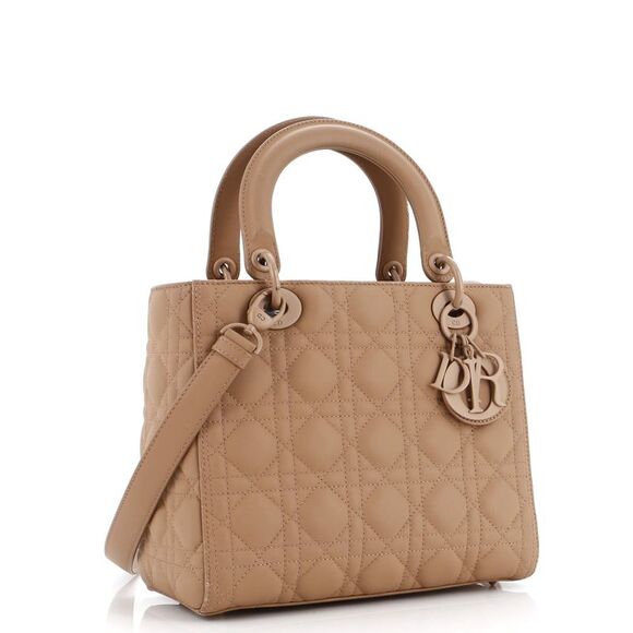 Christian Dior Ultra Matte Supple Lady Dior Bag Cannage Studded Lambskin Medium - Picture 2 of 9